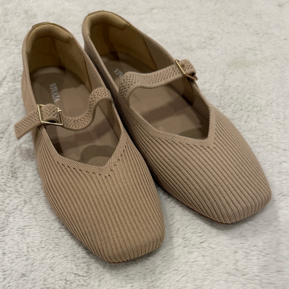 Tan Flats with Buckle Detail